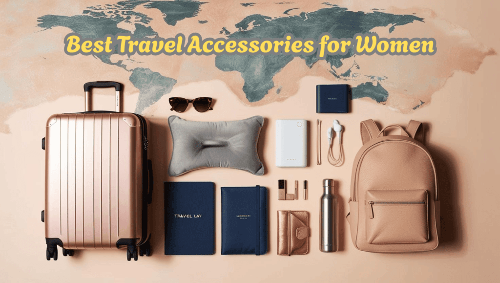 Best Travel Accessories for Women. Image created by Canva